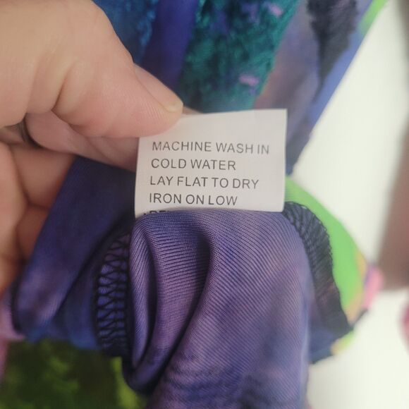 Creation Mixed Media Neon Tunic Top Women's Size Small Colorful Artsy Boho - Picture 10 of 12